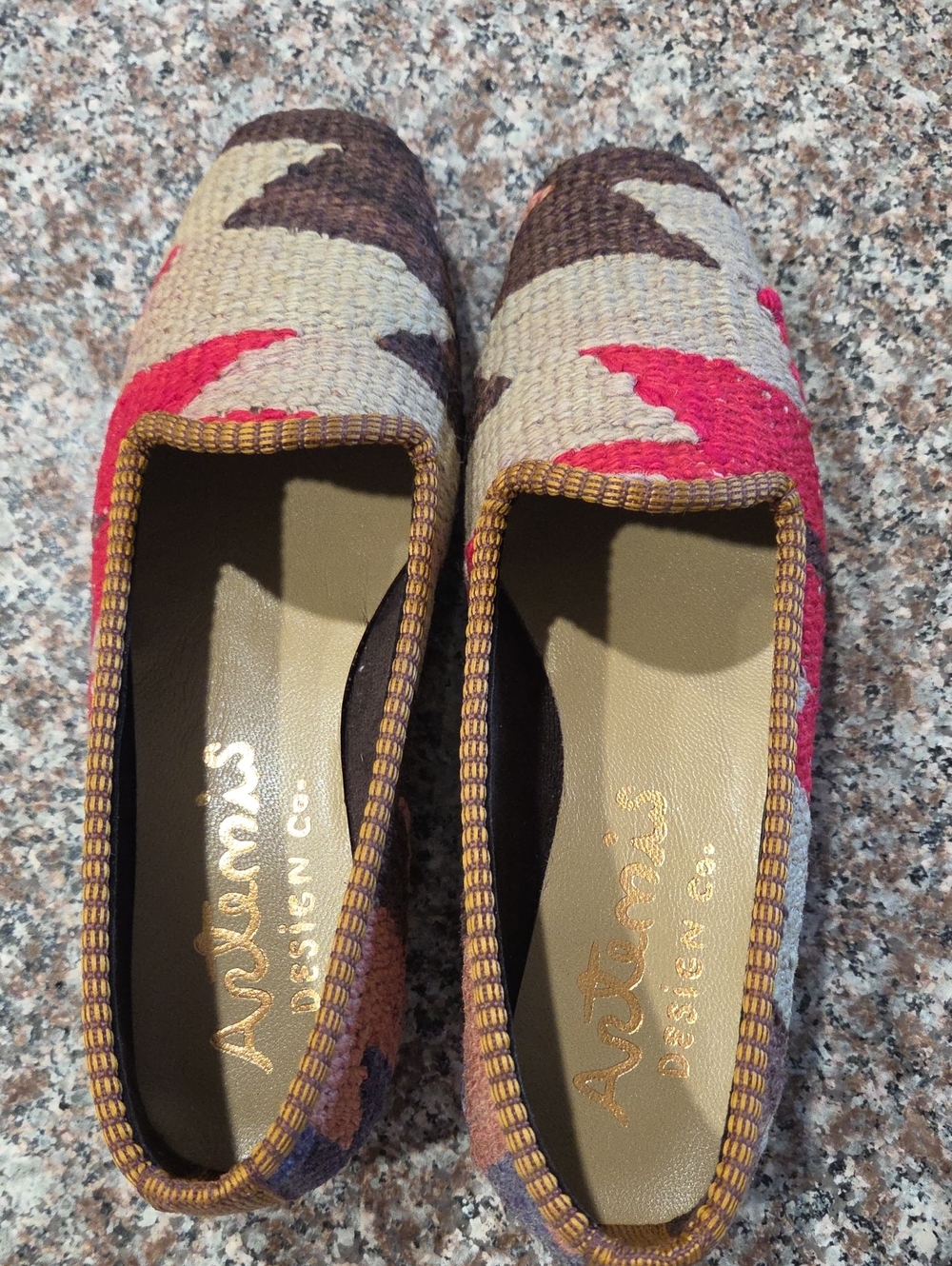 Women's Red and Brown Woven Flats